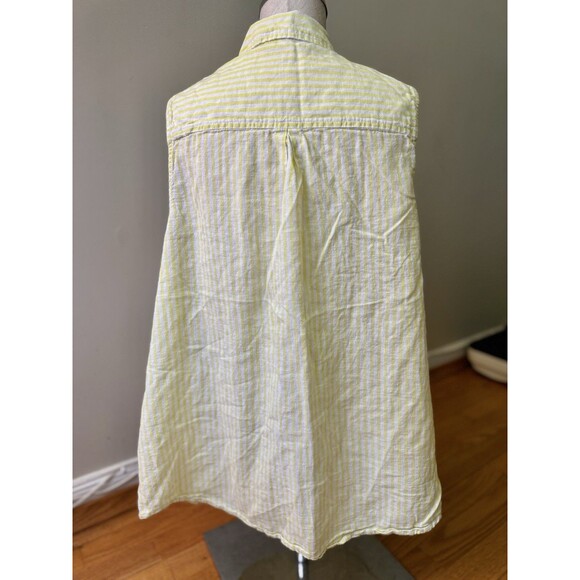 Time and Tru Women's Stripe Yellow White Sleeveless Summer Linen Blend Shirt 1X - Picture 2 of 10